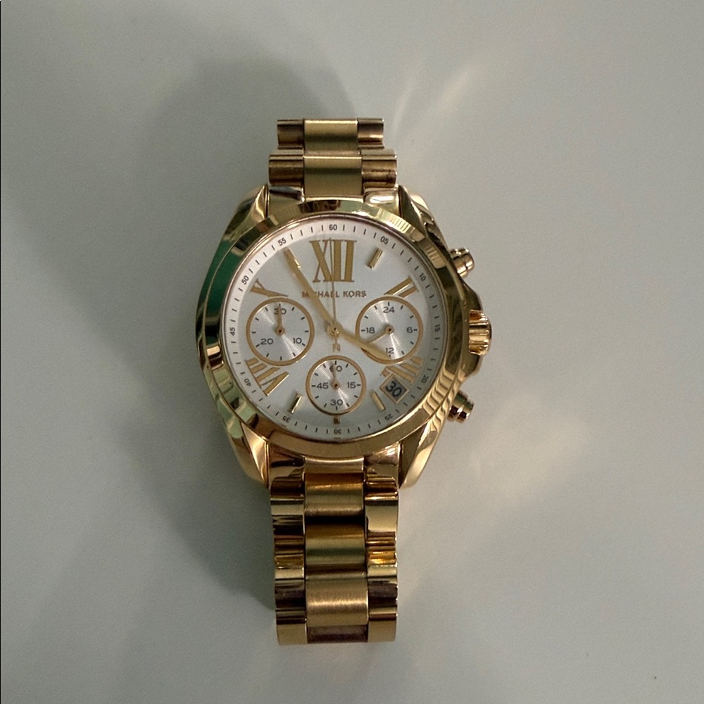 Michael Kors Gold and White Chronograph Watch
